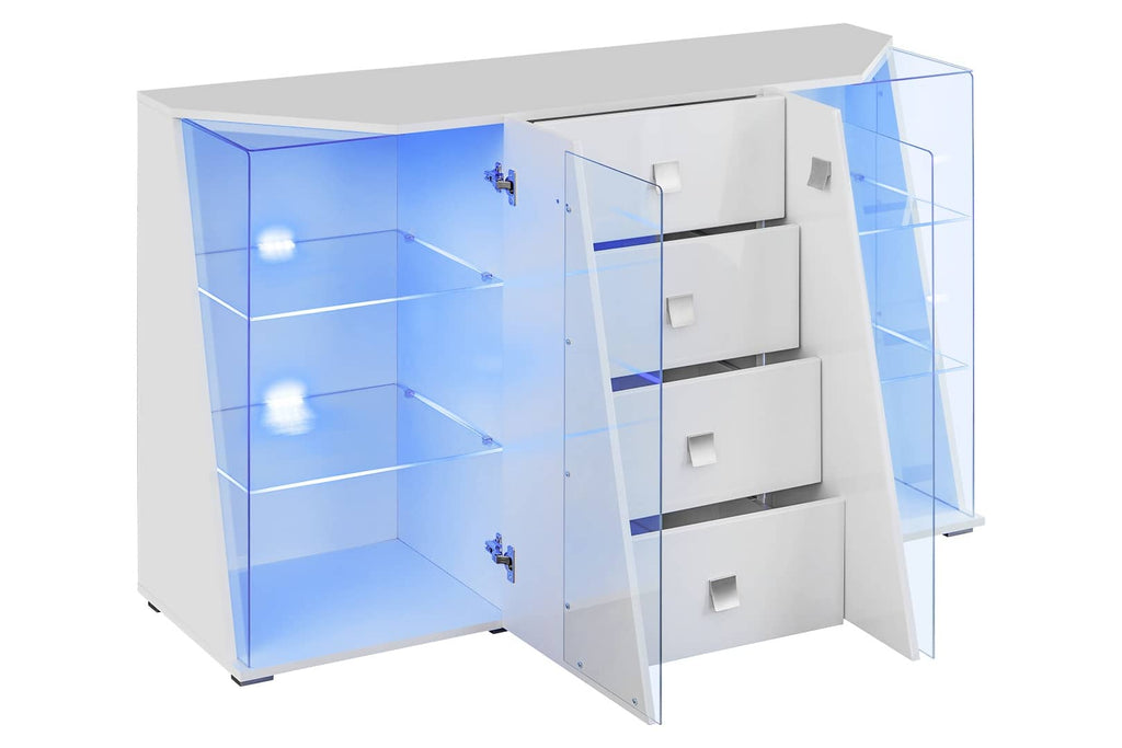 Edge Display Sideboard Cabinet in White Gloss