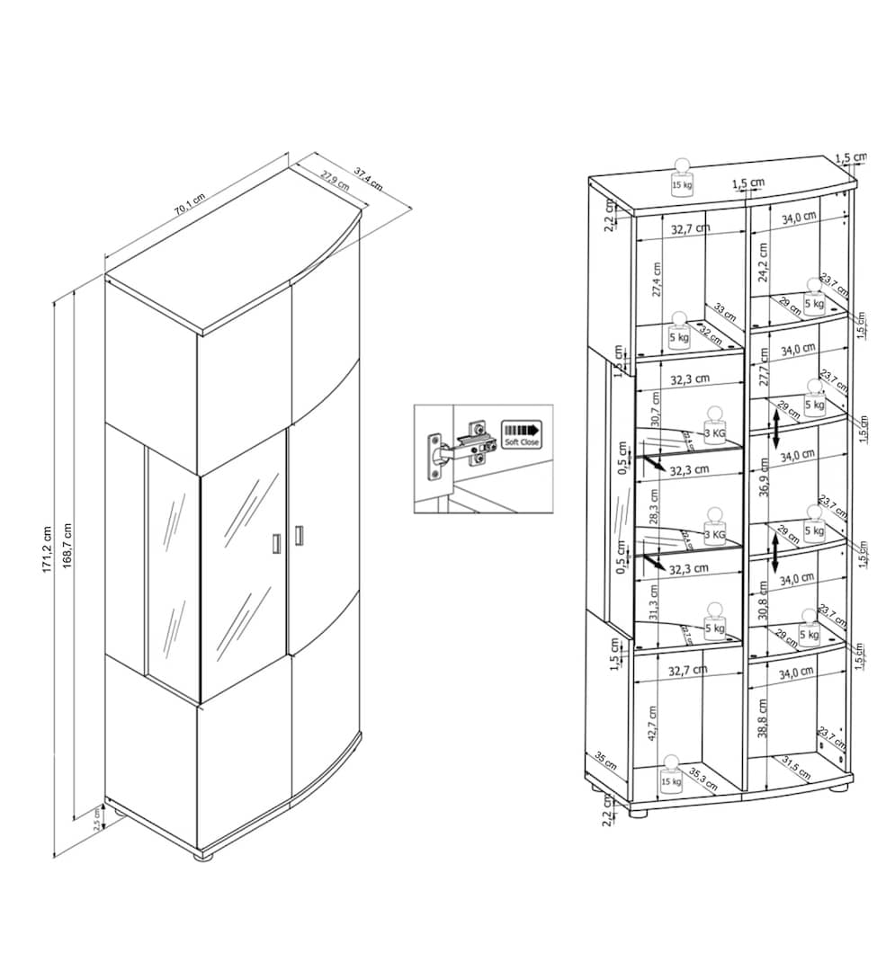 Dera 32 Tall Display Cabinet in Oak Artisan