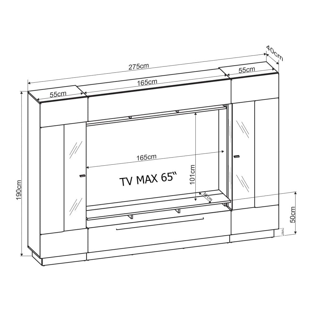 Denira VA03 Wall Entertainment Unit in Graphite Grey