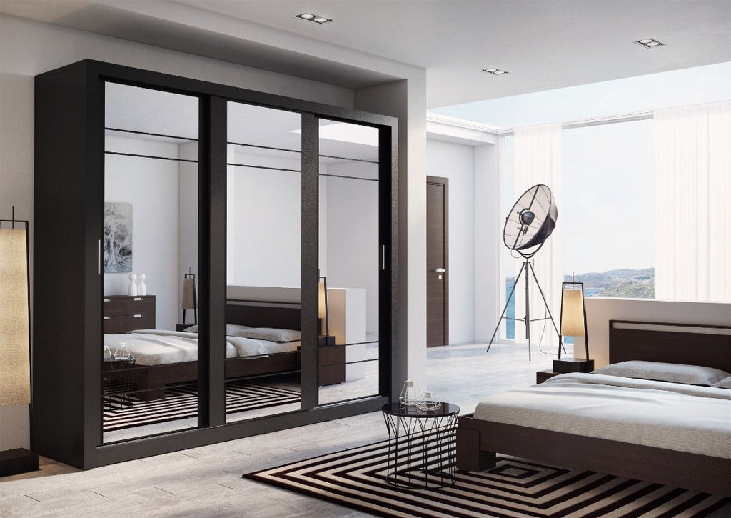 Arti AR-02 Sliding Door Wardrobe 250cm in Black Matt