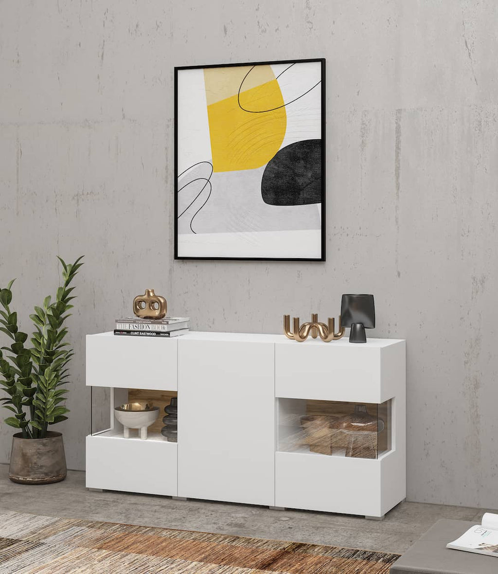 Ava 25 Display Sideboard Cabinet 120cm in White Matt