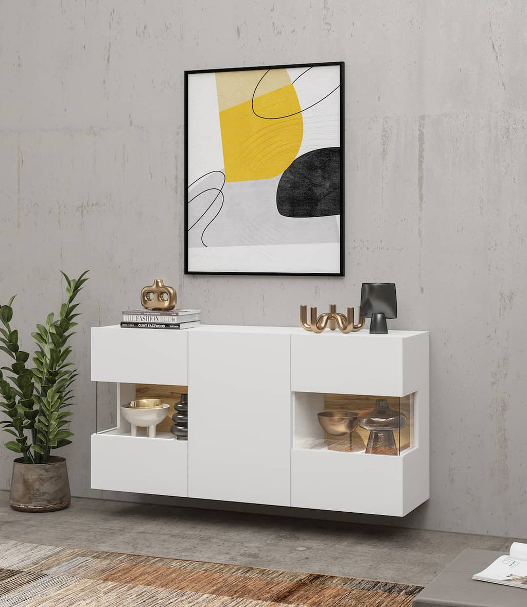 Ava 25 Display Sideboard Cabinet 120cm in White Matt