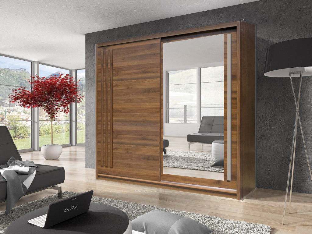 Effect 2 Sliding Door Wardrobe 200cm in Columbian Walnut