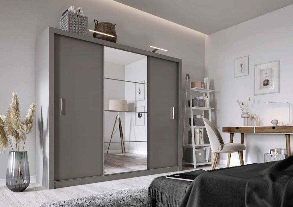 Idea ID-01 Sliding Door Wardrobe 250cm in Grey Matt