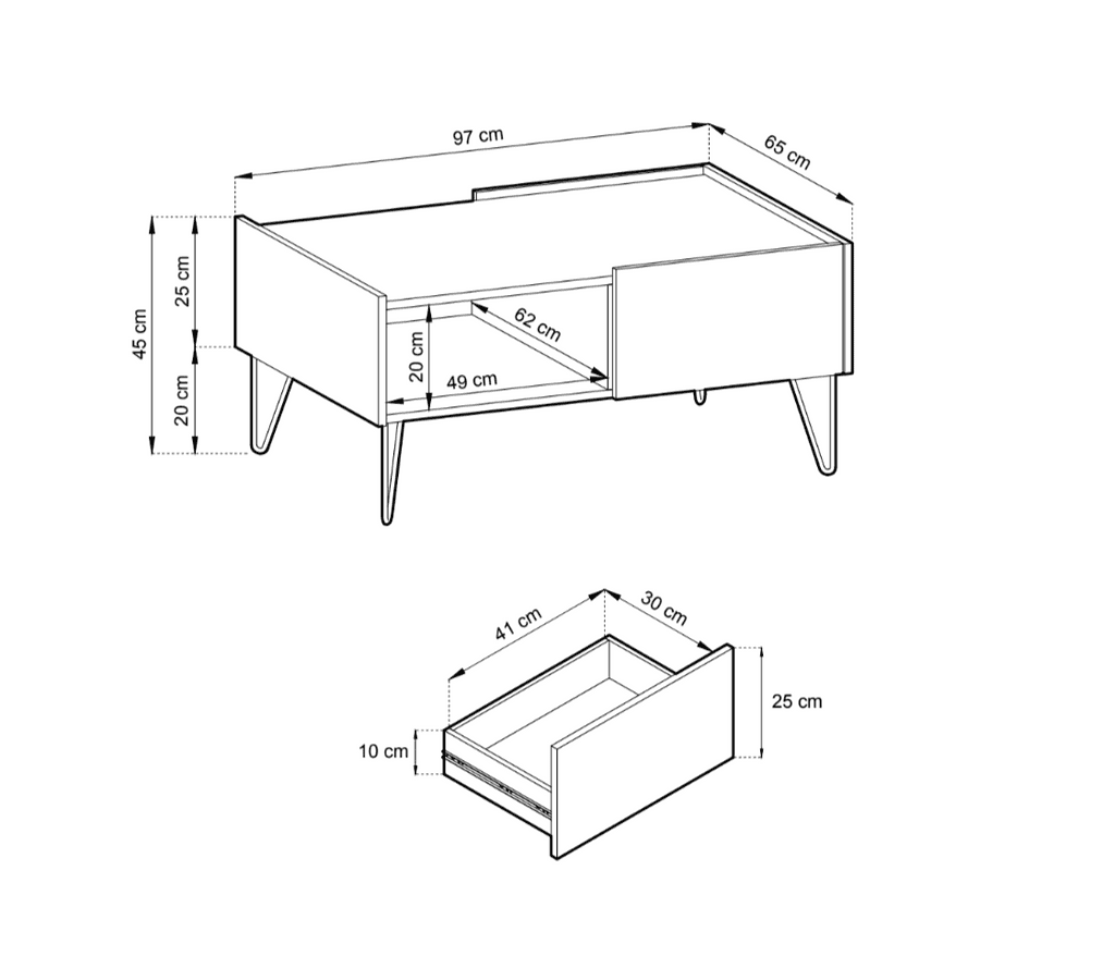 Harmony Coffee Table 97cm in Black