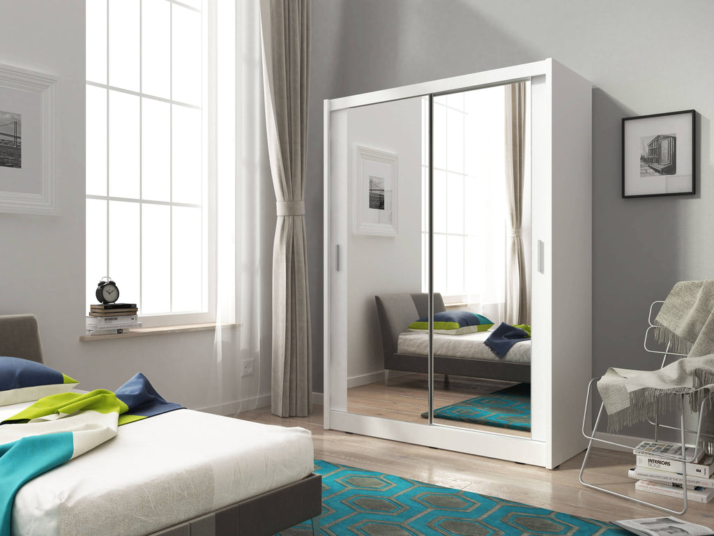 Maja Sliding Door Wardrobe 150cm in White Matt