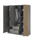 Nelly Hinged Door Wardrobe 155cm in Grey