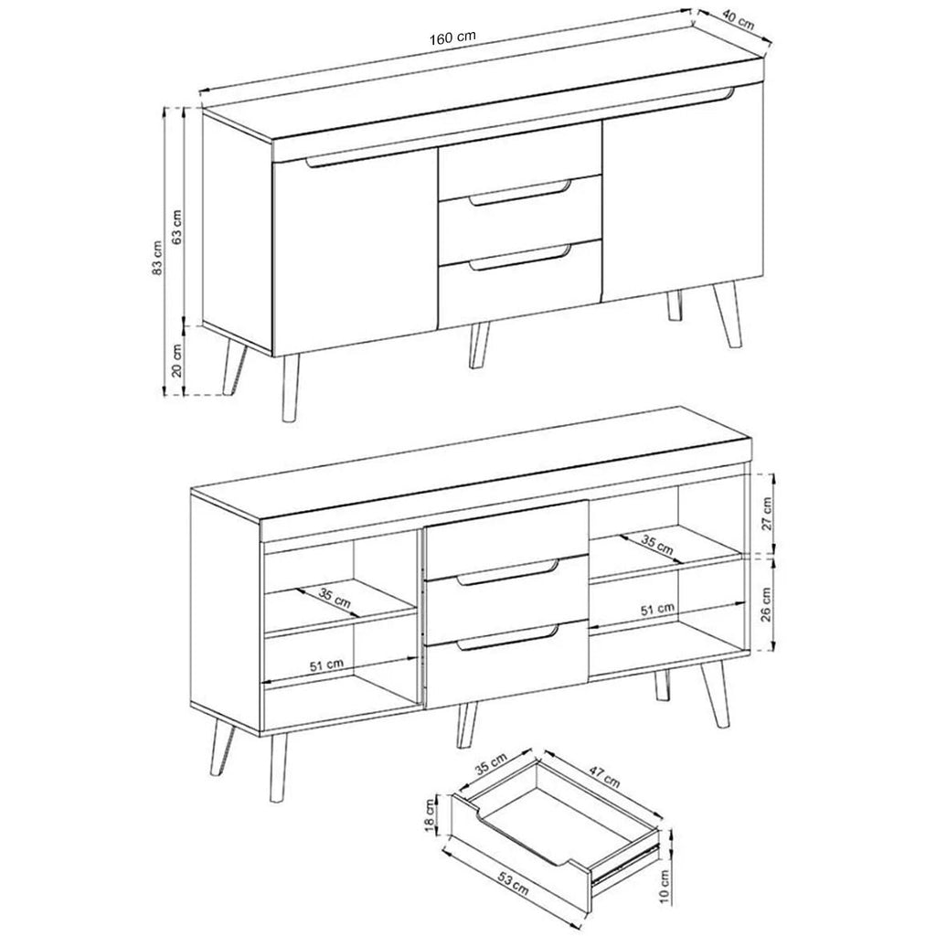 Nordi Large Sideboard Cabinet in White Gloss