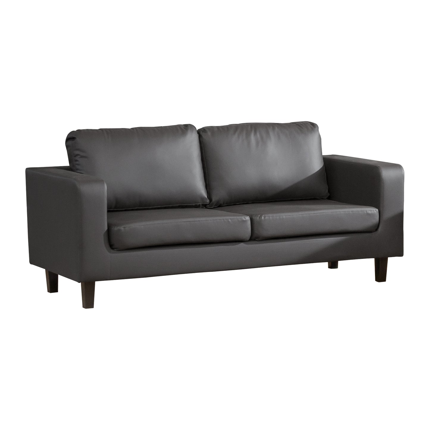 Hard-Wearing Faux Leather 3-Seater Sofa - Contemporary Style (Grey)