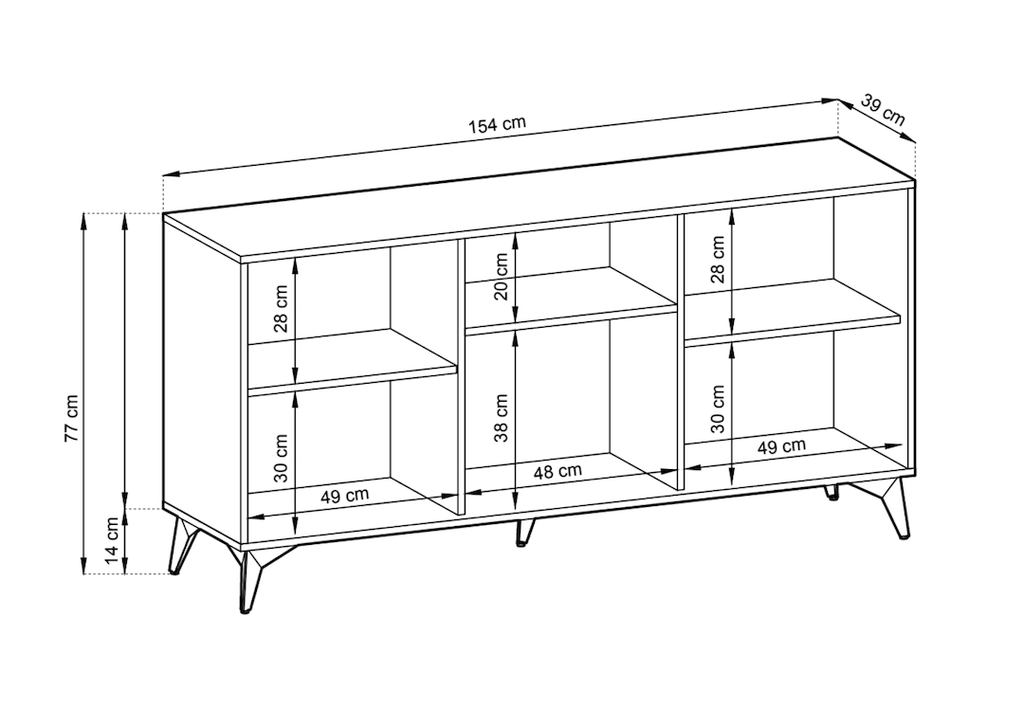 Diamond Large Sideboard Cabinet 154cm in Oak Evoke