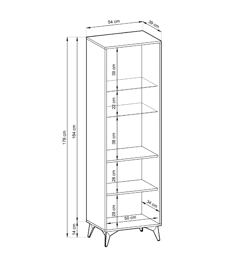 Diamond Tall Display Cabinet 54cm in Oak Evoke