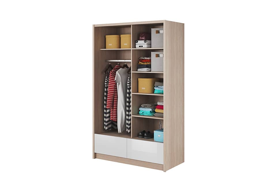 Aria II Sliding Door Wardrobe 134cm in White