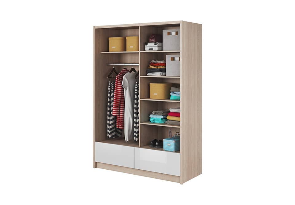 Aria I Sliding Door Wardrobe 154cm in White