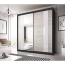 Multi 32 Sliding Mirror Door Wardrobe 203cm in Black Matt