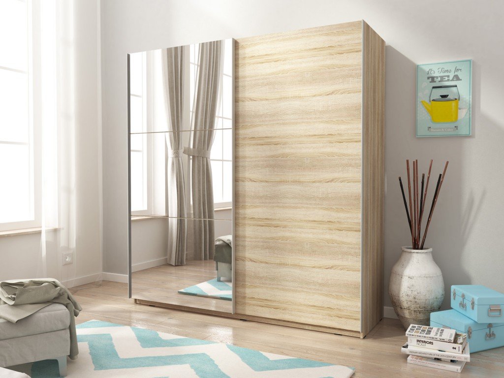 Mika 02 Sliding Door Wardrobe 200cm in Oak Sonoma