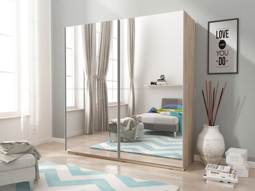 Mika 03 Sliding Door Wardrobe 150cm in Oak Sonoma