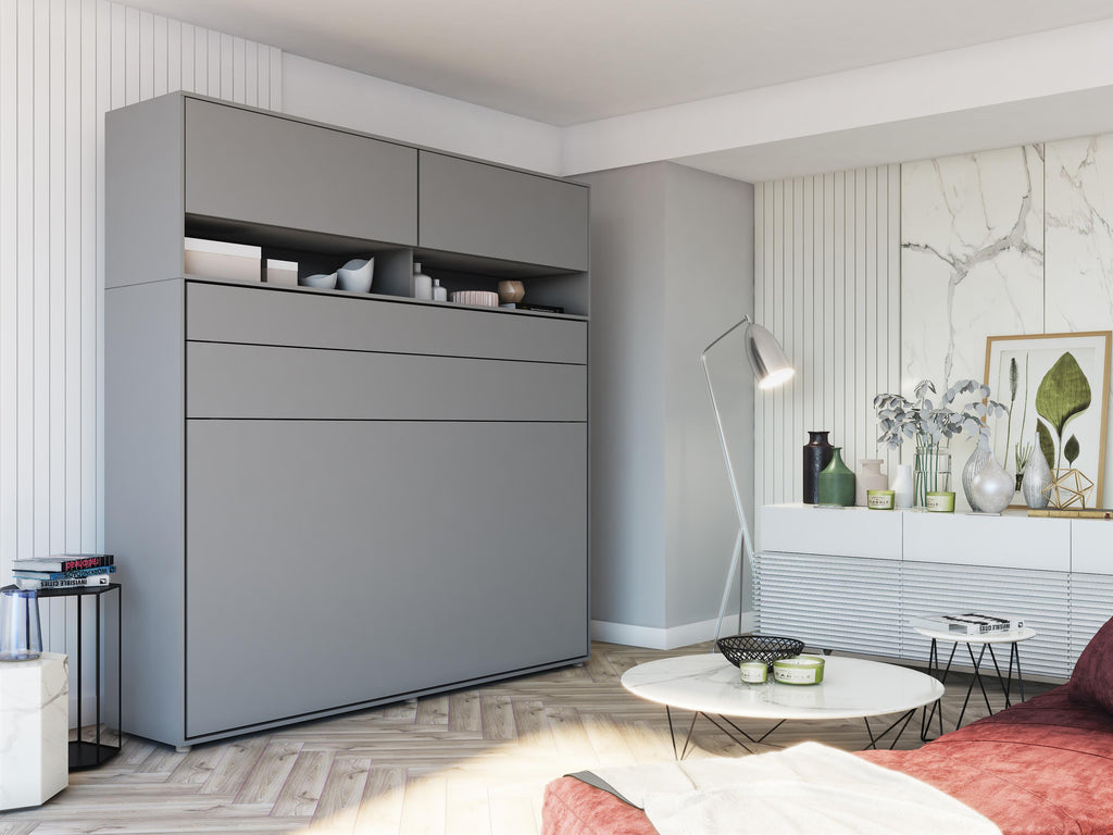 BC-09 Over Bed Unit for Horizontal Wall Bed Concept in Grey Matt [EU Double]