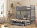 Wooden Bunk Bed Viki with Trundle and Storage in Grey Matt Without Mattress