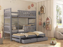 Wooden Bunk Bed Viki with Trundle and Storage in Grey Matt Without Mattress