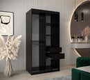 Parma II Sliding Door Wardrobe 100cm in Black