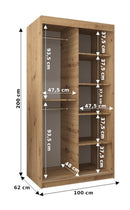 Tokyo II Sliding Door Wardrobe 100cm in Oak Artisan