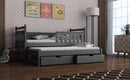 Wooden Bed Dominik with Trundle and Storage in Graphite With Foam/Bonnell Mattress