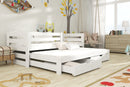 Wooden Double Bed Kubus with Trundle and Storage in White Matt With Foam/Bonnell Mattress