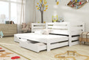 Wooden Double Bed Kubus with Trundle and Storage in White Matt With Foam/Bonnell Mattress