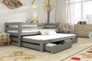 Wooden Double Bed Kubus with Trundle and Storage in Graphite With Foam/Bonnell Mattress