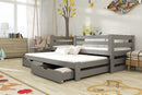 Wooden Double Bed Kubus with Trundle and Storage in Graphite With Foam/Bonnell Mattress