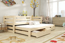 Wooden Double Bed Kubus with Trundle and Storage in Pine With Foam Mattress