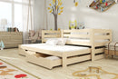 Wooden Double Bed Kubus with Trundle and Storage in Pine With Foam Mattress