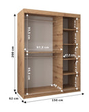 Tokyo III Sliding Door Wardrobe 150cm in Oak Sonoma