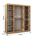 Tokyo II Sliding Door Wardrobe 180cm in Oak Artisan