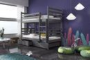 Wooden Bunk Bed Nemo with Storage in Graphite With Foam/Bonnell Mattress