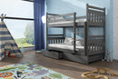 Wooden Bunk Bed Adas with Storage in Graphite With Foam/Bonnell Mattress