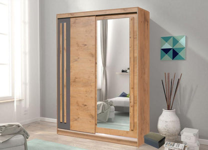 Effect 2 Sliding Door Wardrobe 150cm in Oak Lancelot