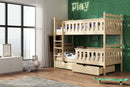 Wooden Bunk Bed Tezo with Storage in Pine Without Mattress