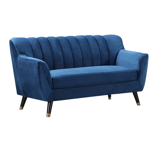 Stylish Velvet Two-Seater Sofa with Pillow Back Design in Blue