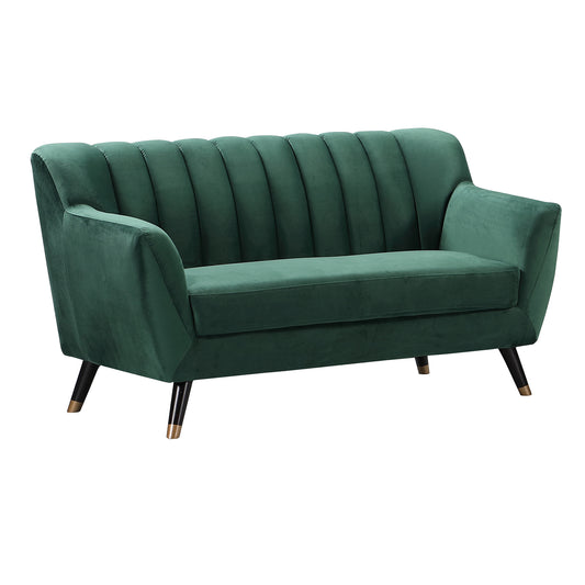 Stylish Velvet Two-Seater Sofa with Pillow Back Design in Green