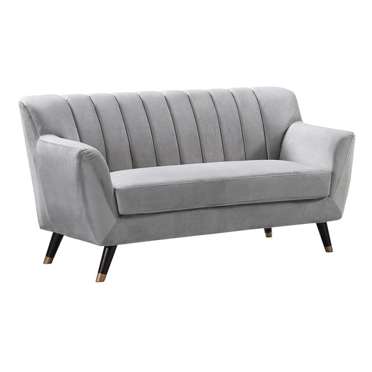 Stylish Velvet Two-Seater Sofa with Pillow Back Design in Grey