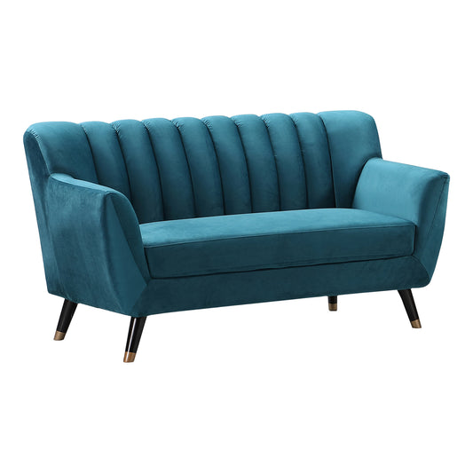 Stylish Velvet Two-Seater Sofa with Pillow Back Design in Teal