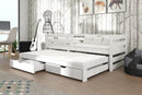 Wooden Double Bed Senso with Trundle and Storage in White Matt Without Mattress