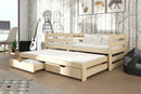 Wooden Double Bed Senso with Trundle and Storage in Pine With Foam Mattress