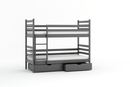 Wooden Bunk Bed Nemo with Storage in Grey Matt With Foam/Bonnell Mattress