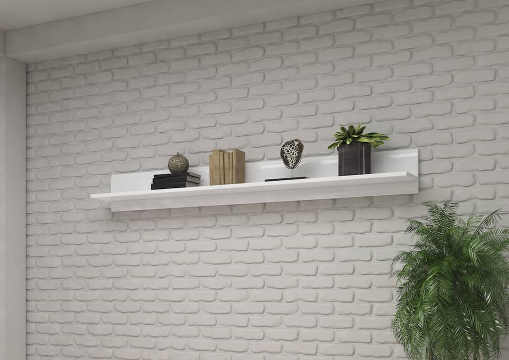 Tulsa 02 Wall Shelf 180cm in White Gloss