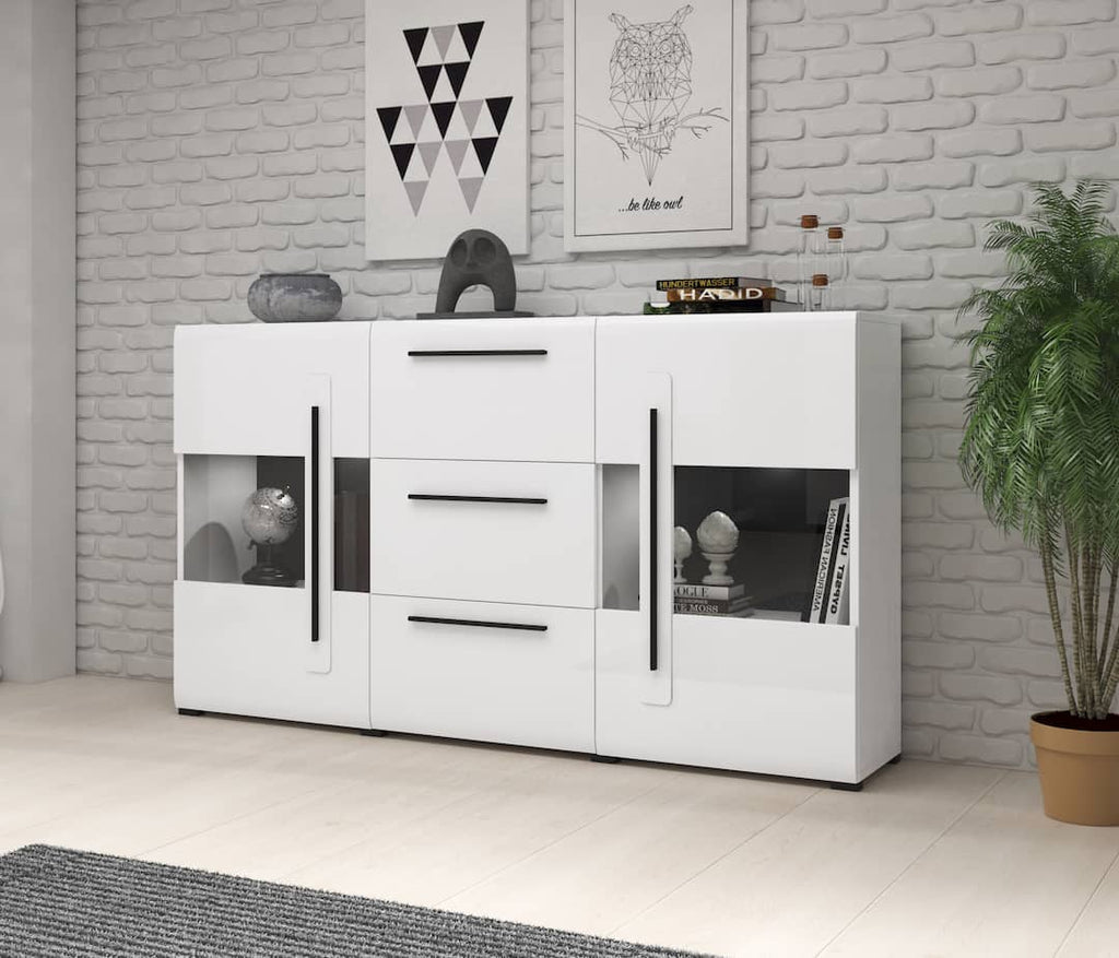 Tulsa 28 Display Sideboard Cabinet in White Gloss