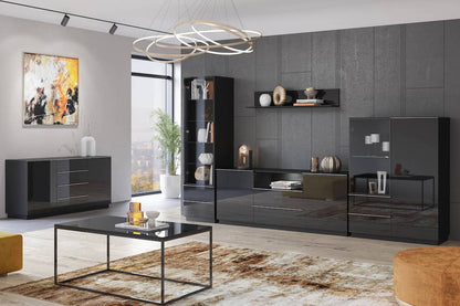 Helio 25 Sideboard Cabinet in Black Glass