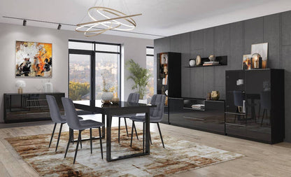 Helio 25 Sideboard Cabinet in Black Glass
