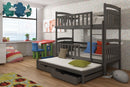 Wooden Bunk Bed Viki with Trundle and Storage in Graphite With Foam Mattress